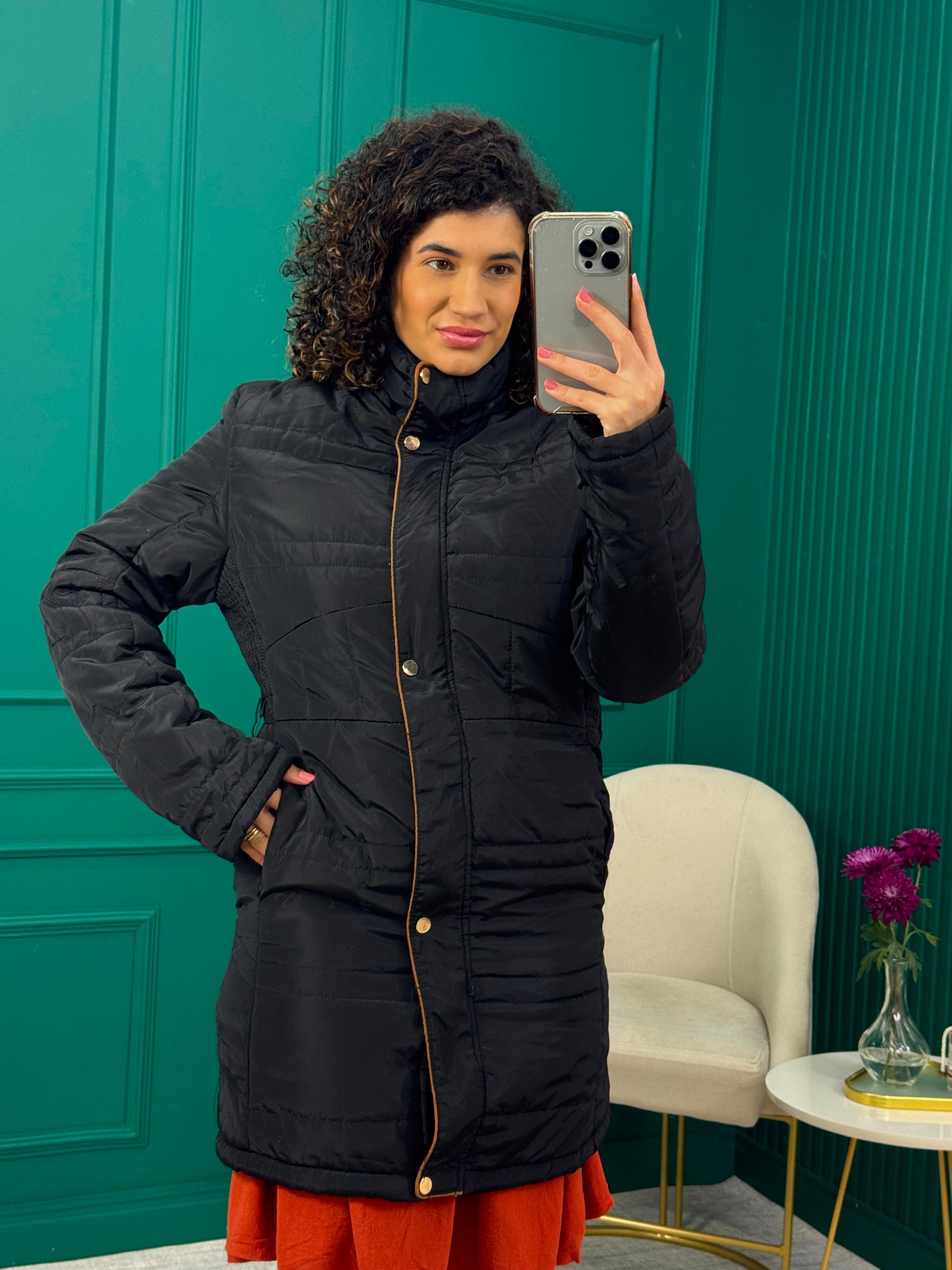 Casaco Parka Puffer Preto com Forro de Pelúcia - Hansez