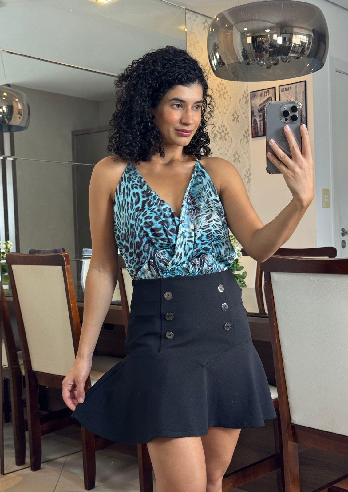 Saia preta Peplum - Le Lis Blanc