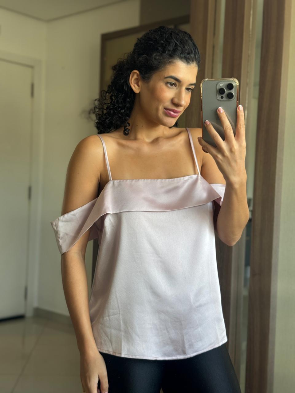 Regata com Alça Acetinada Rosé - Forever 21