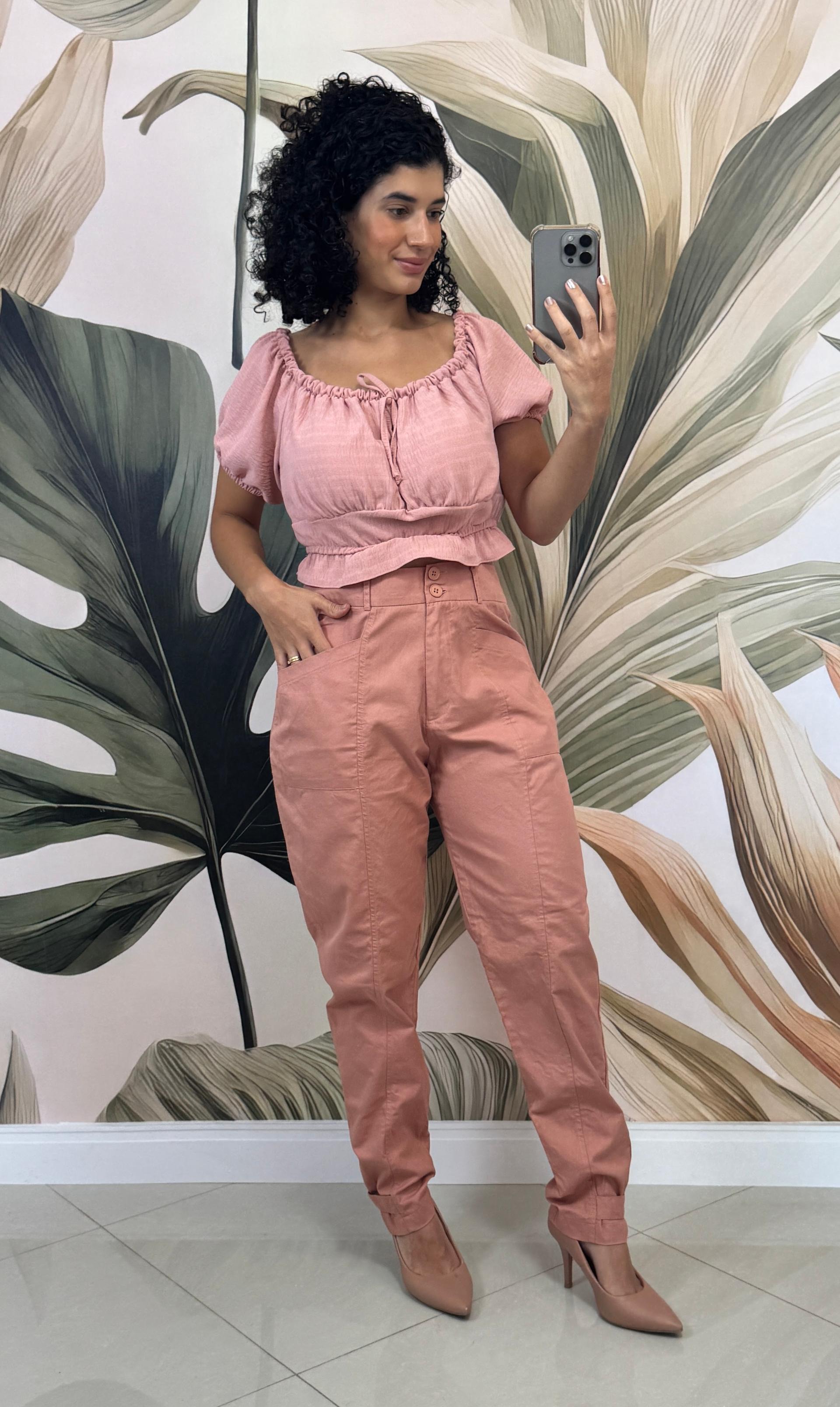 Calça Rosê Viscose Sarjada - Bluesteel