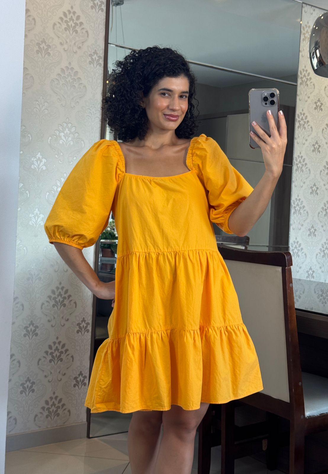 Vestido Açafrão 100% Algodão - Sly