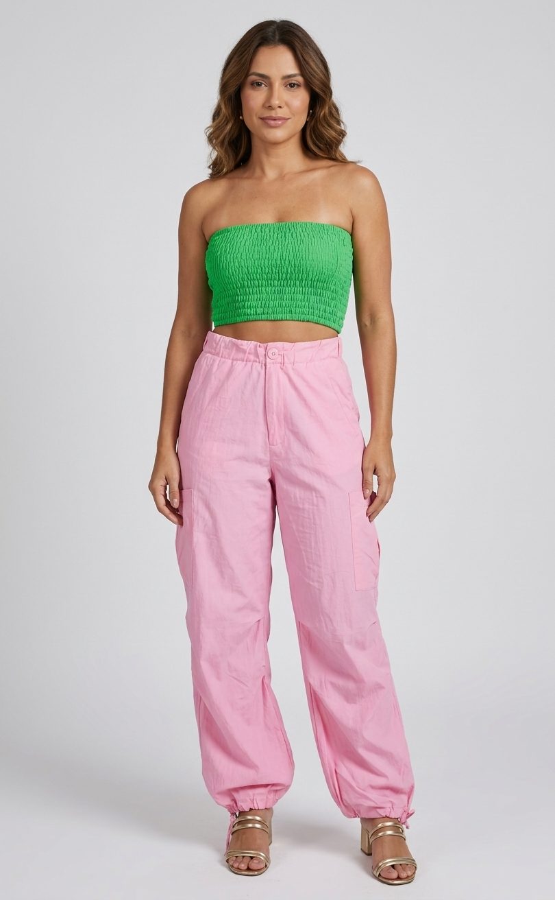 Calça Cargo Rosa claro 100% algodão  Husk