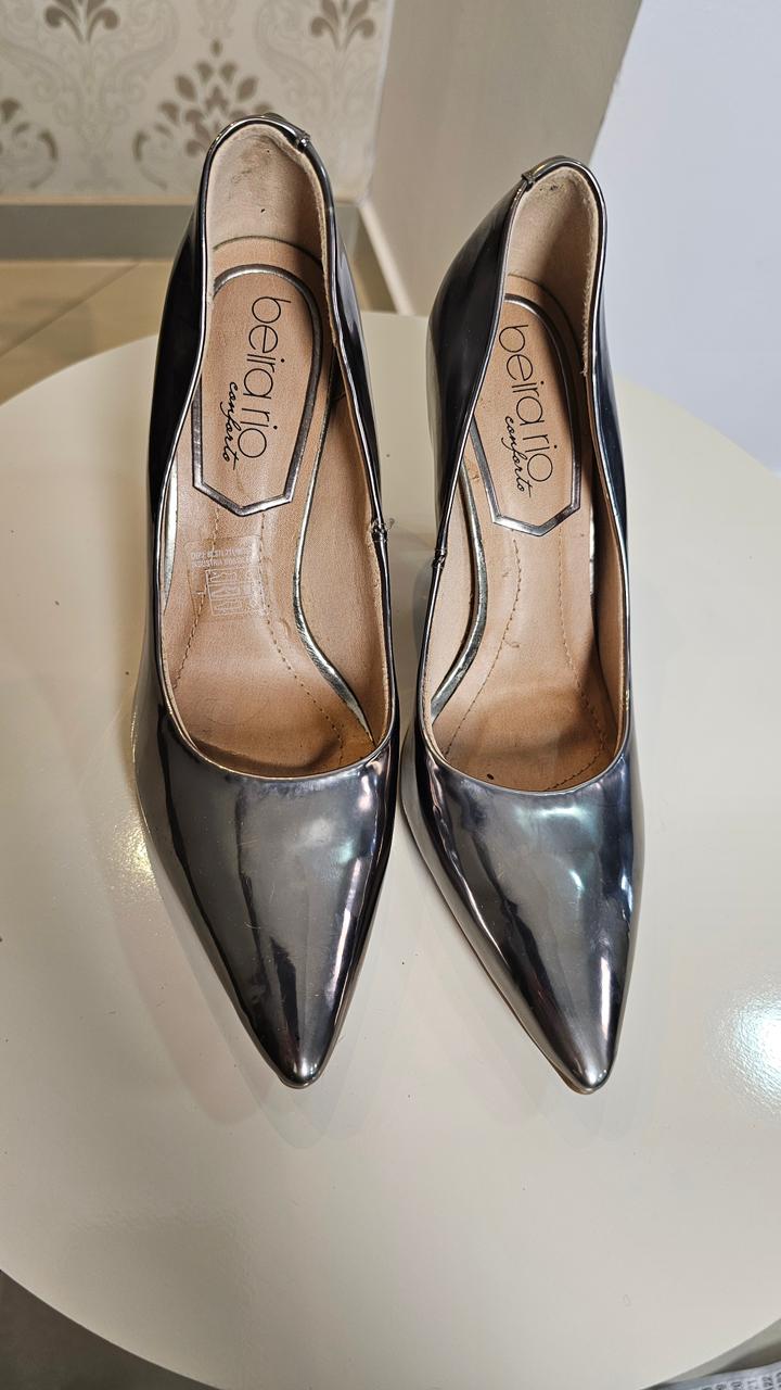 Scarpin Prateado 9cm  - Beira Rio