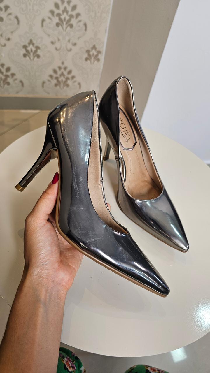 Scarpin Prateado 9cm  - Beira Rio