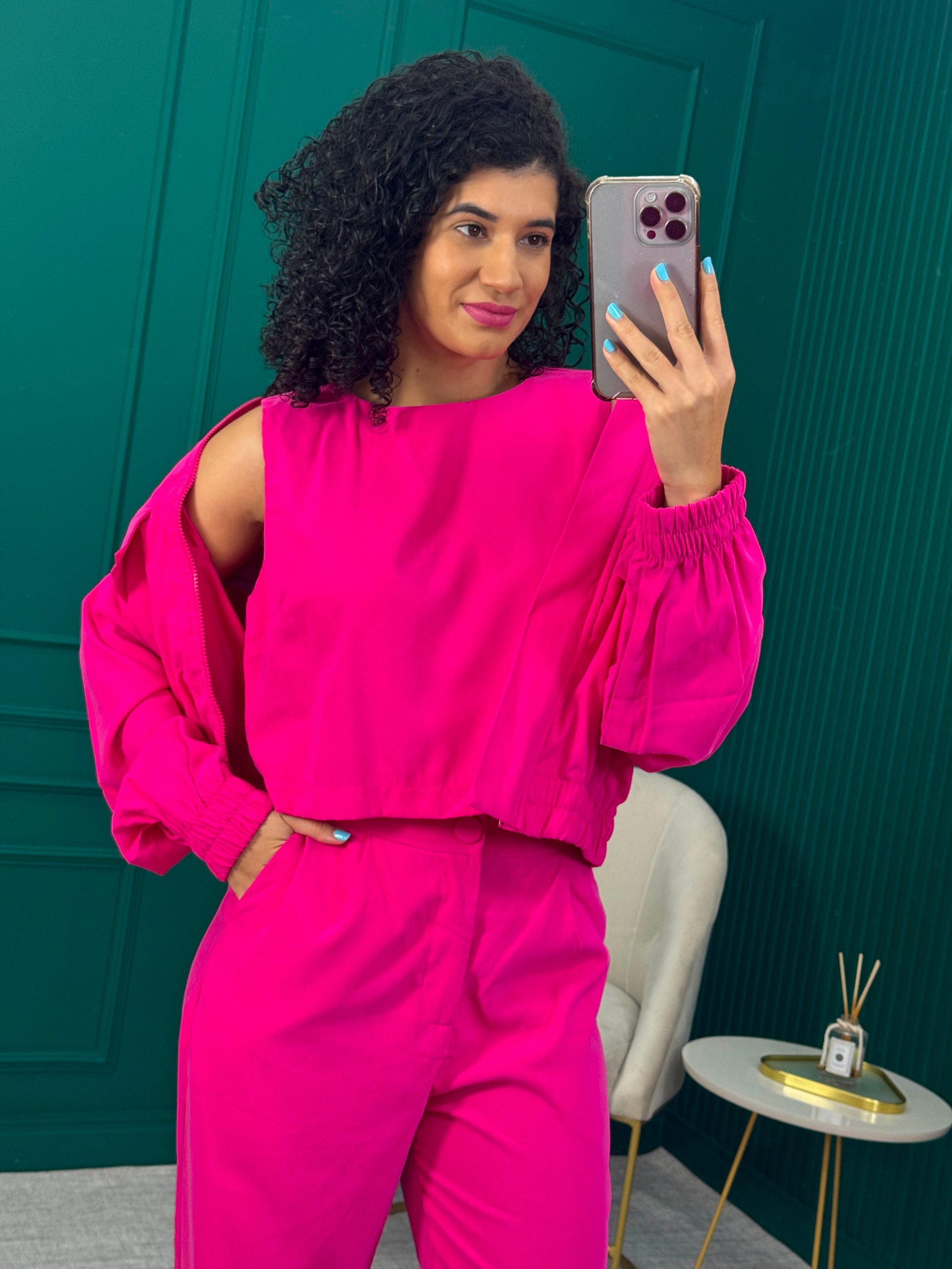 Conjunto 3 Peças Rosa com Calça, Jaqueta e Blusa - NOWWA