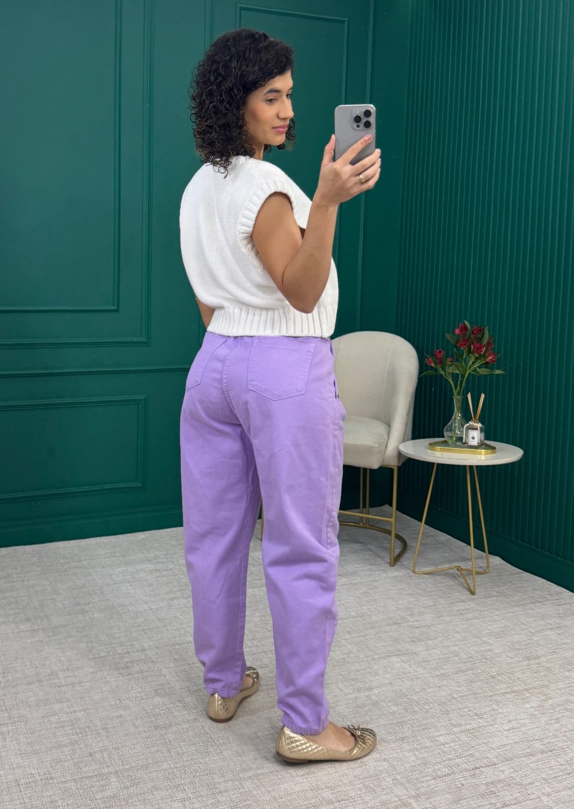Calça Lilás slouchy 100% algodão com Bolsos - Booq