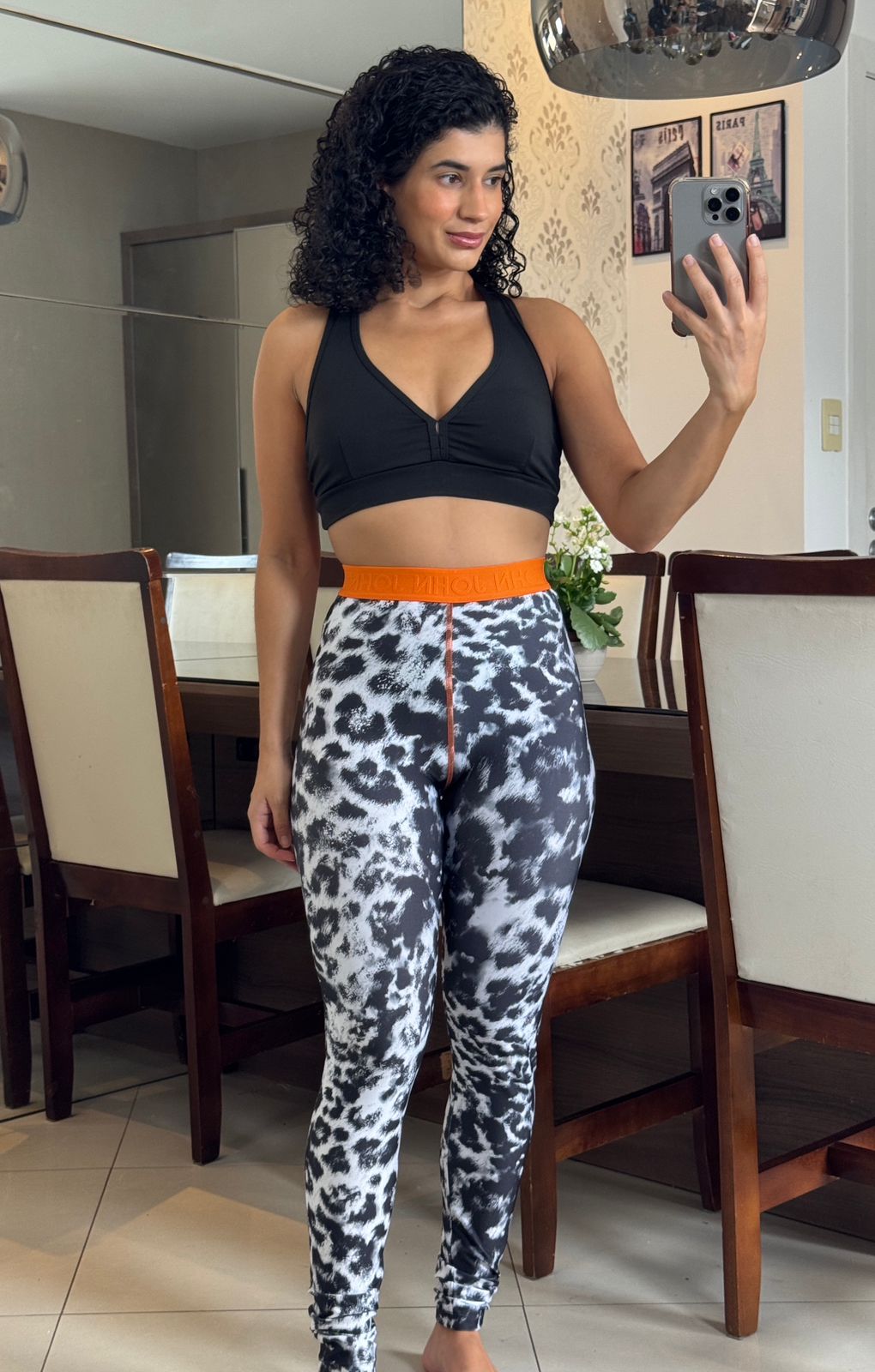 Legging animal print Cós laranja - John John