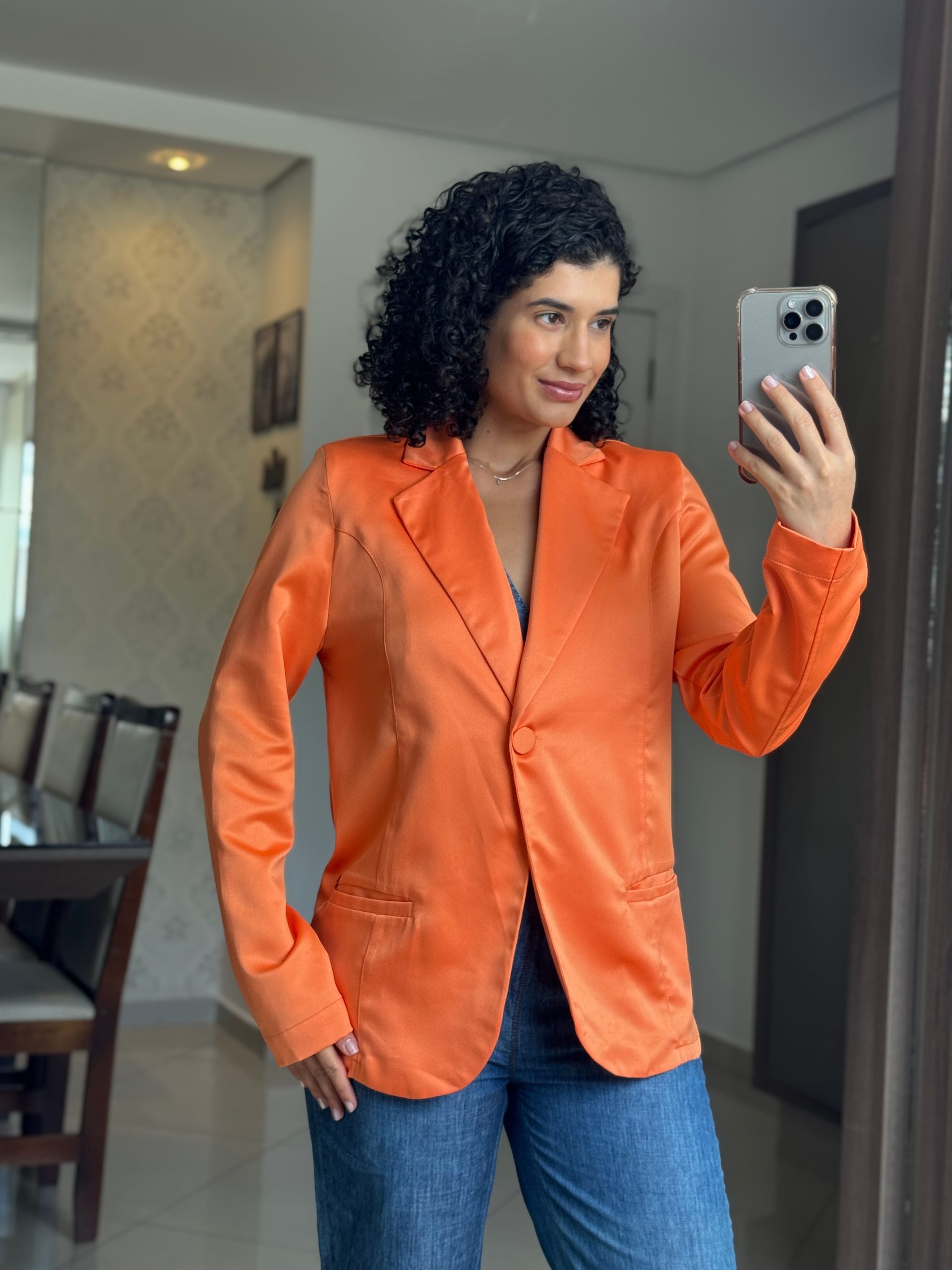 Blazer Laranja Sem forro e Ombreiras - Mini Moni