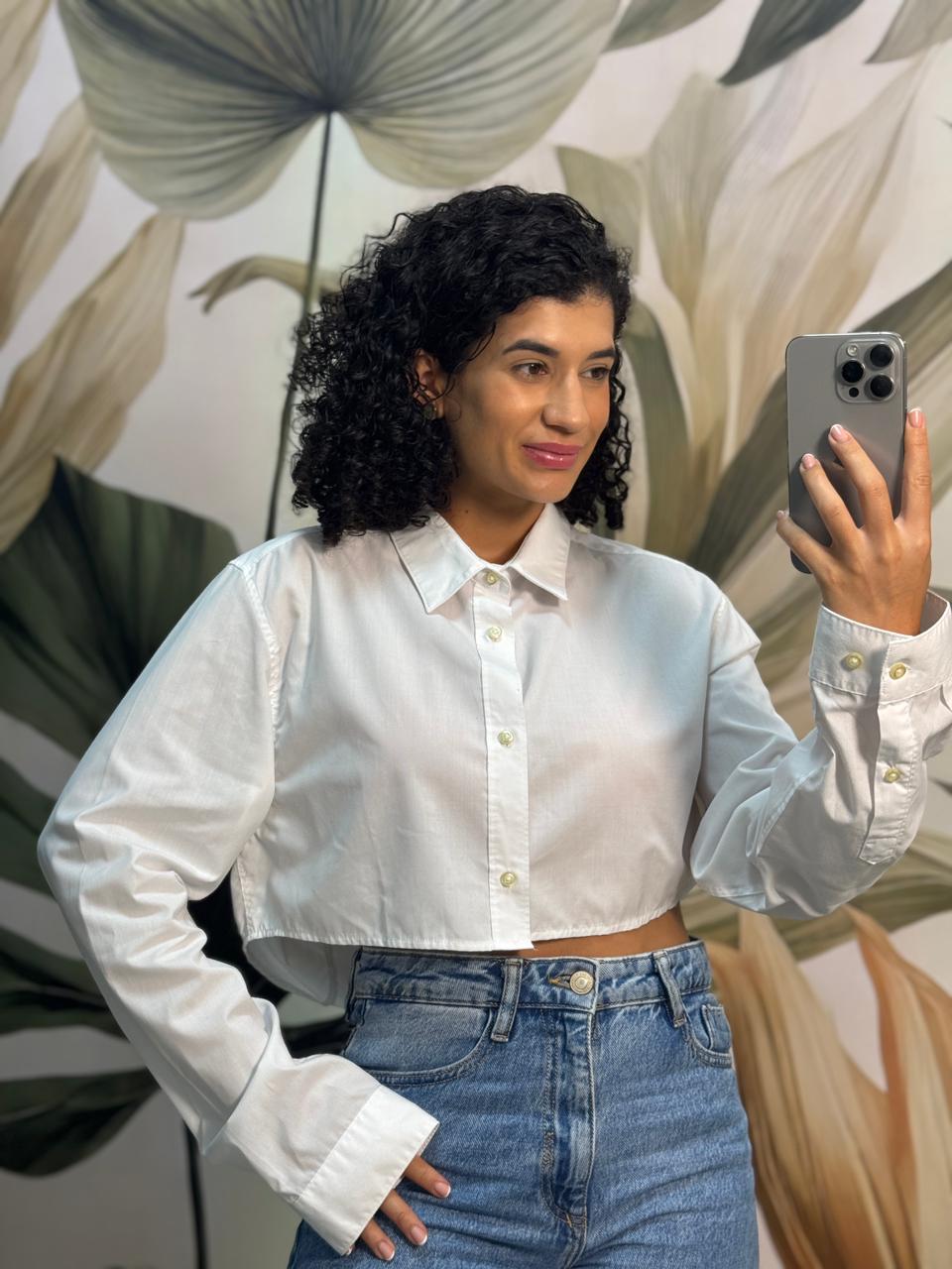 Camisa Cropped Branca - H&M