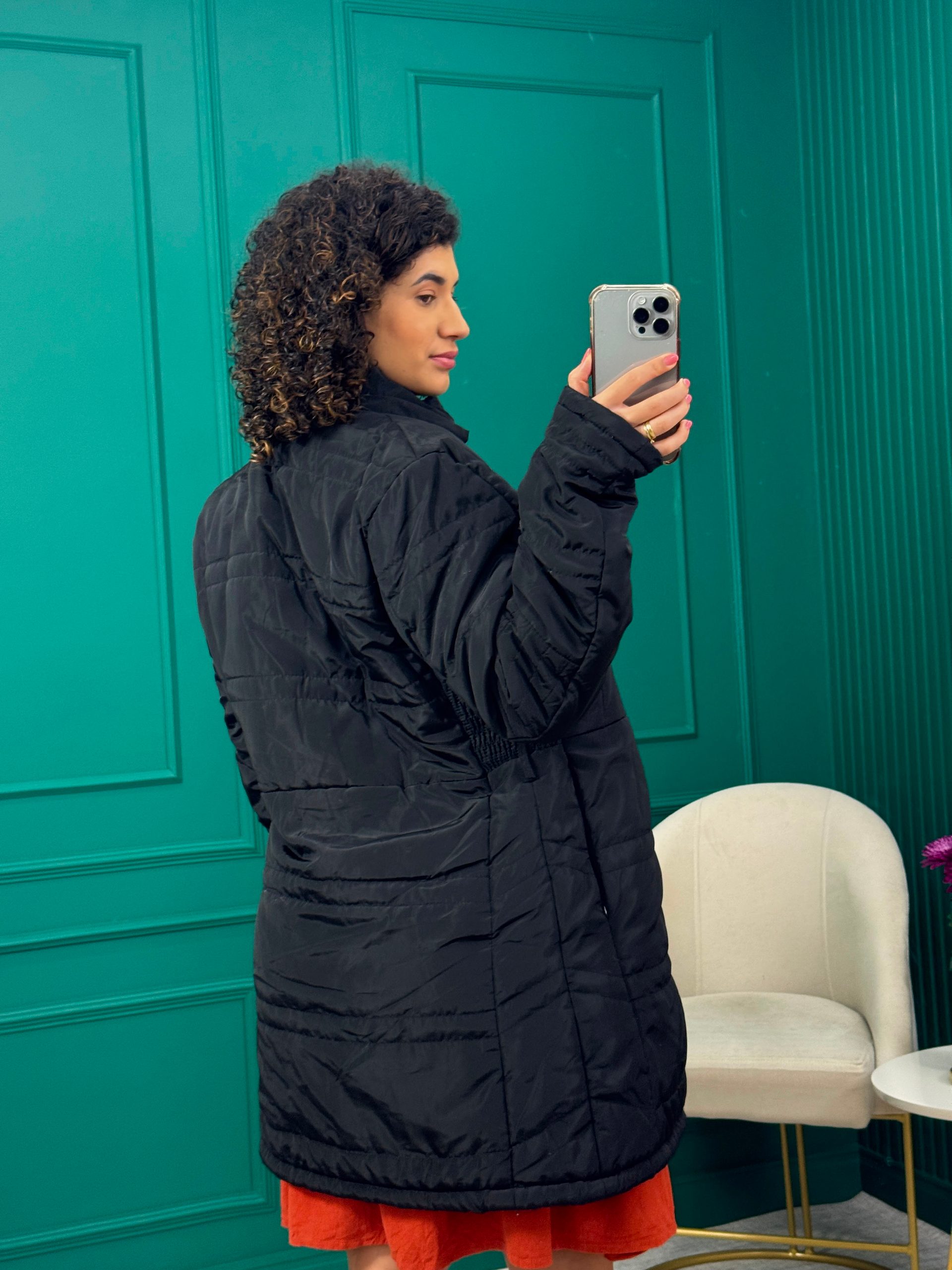 Casaco Parka Puffer Preto com Forro de Pelúcia - Hansez