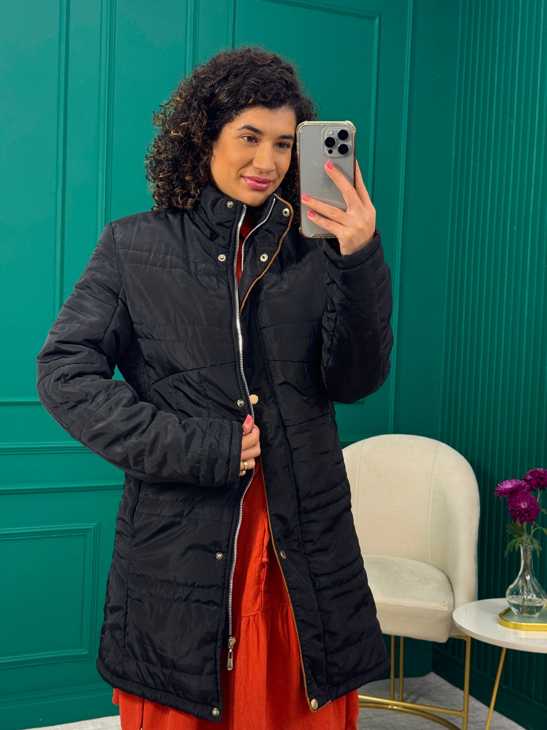 Casaco Parka Puffer Preto com Forro de Pelúcia - Hansez