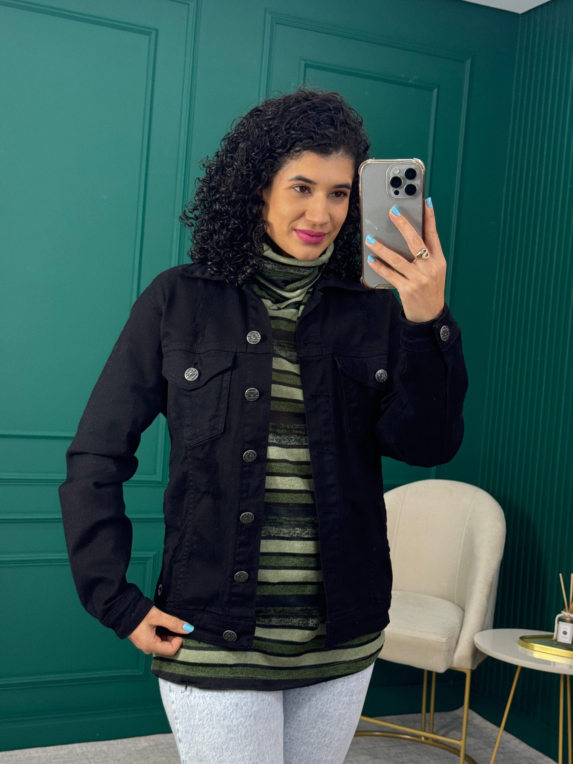 Jaqueta Preta 85% Algodão - Ted Jeans