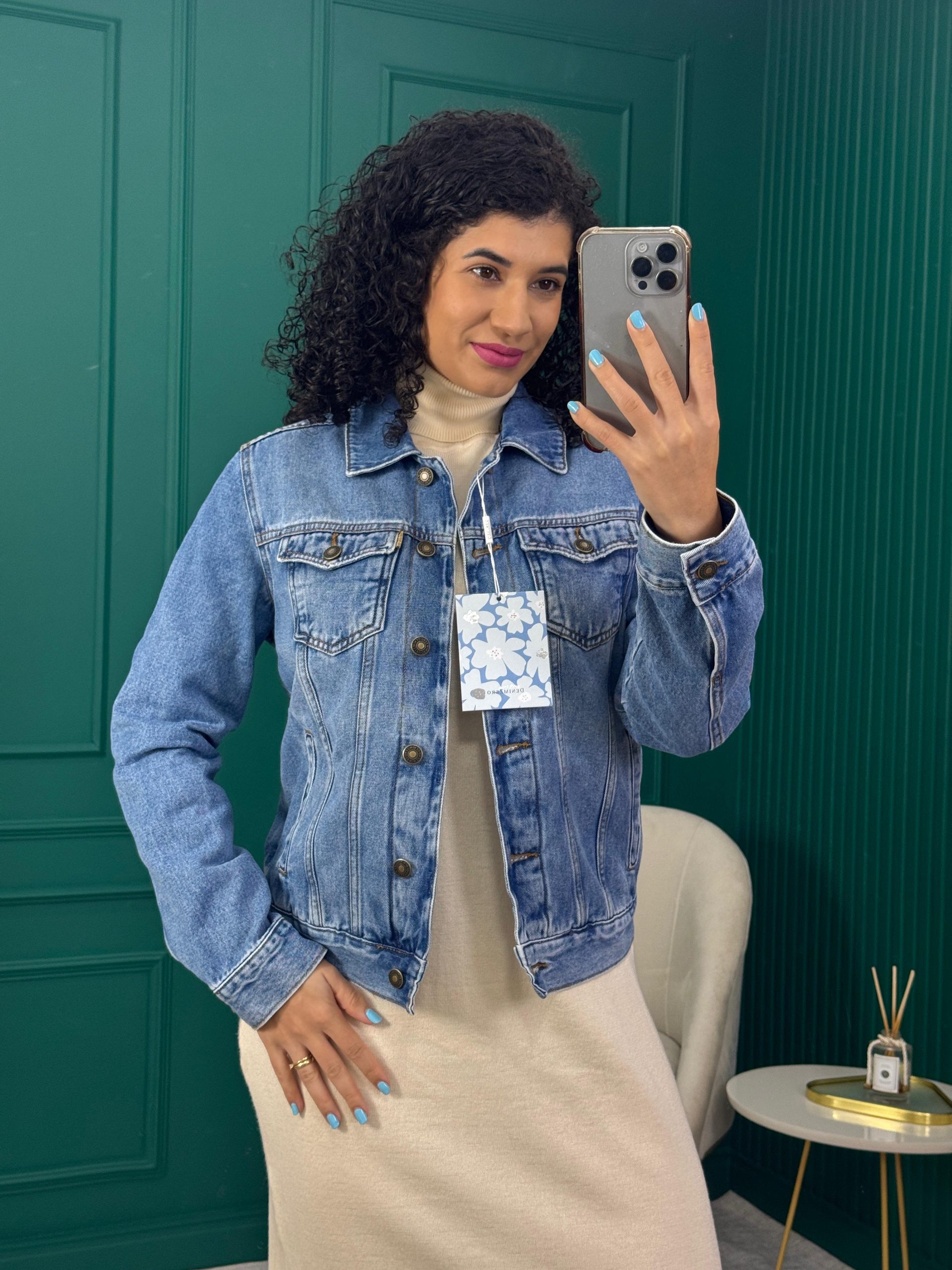 Jaqueta Jeans 100% Algodão com Bolsos - Denim Zero