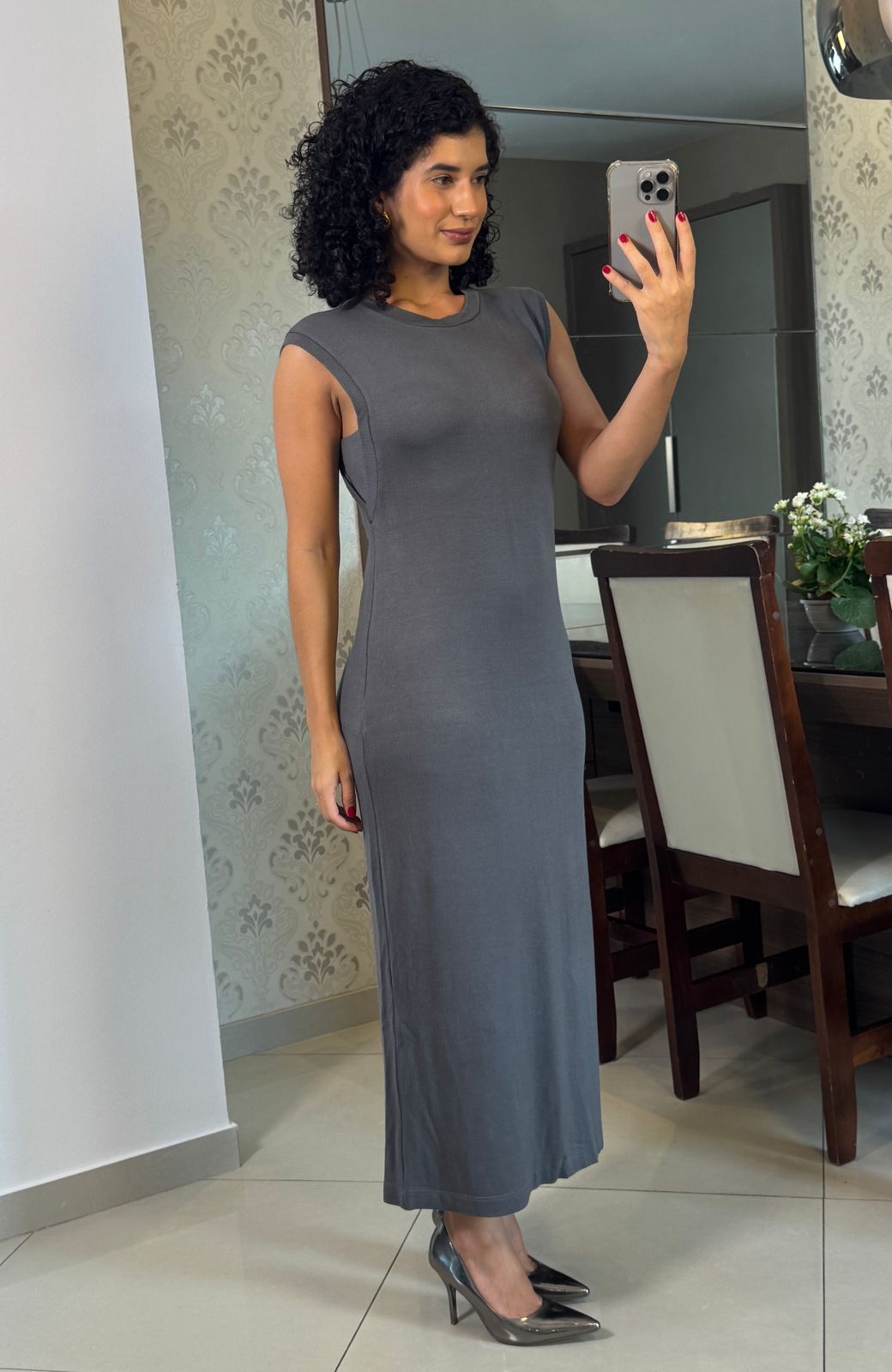 Vestido Tricô cinza - Oh Vely