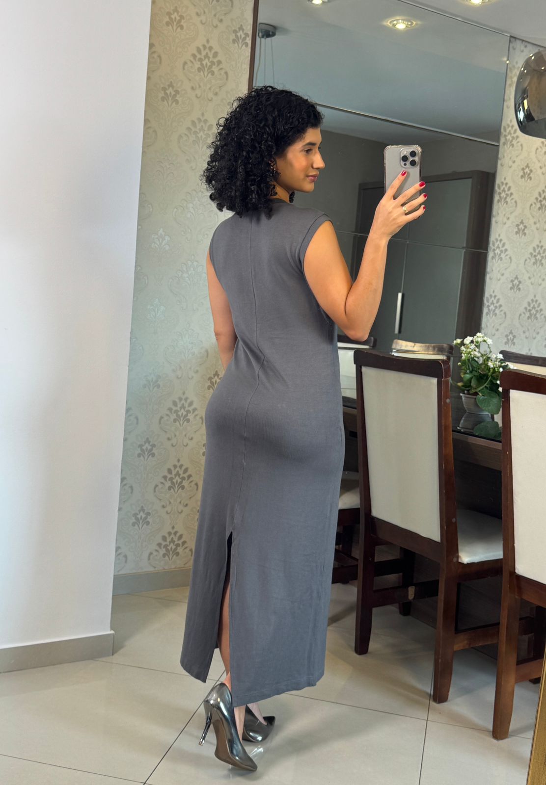 Vestido Tricô cinza - Oh Vely