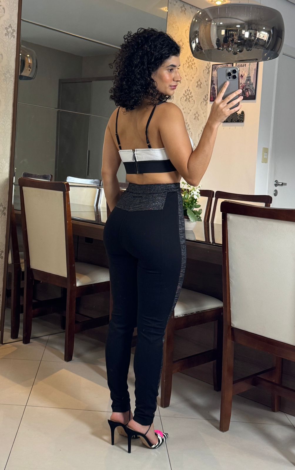 Cropped tweed branco com elástico preto - FYI