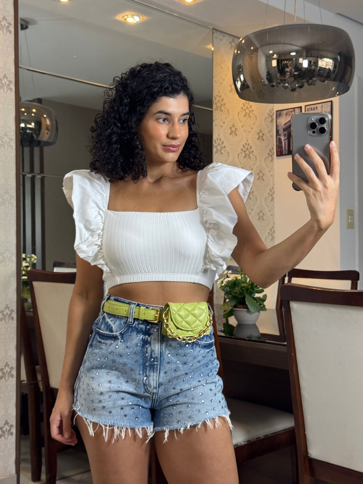 Cinto Pochete Lima com fivela dourada