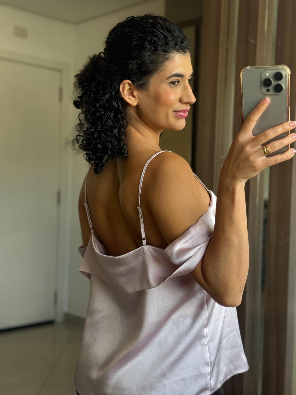Regata com Alça Acetinada Rosé - Forever 21