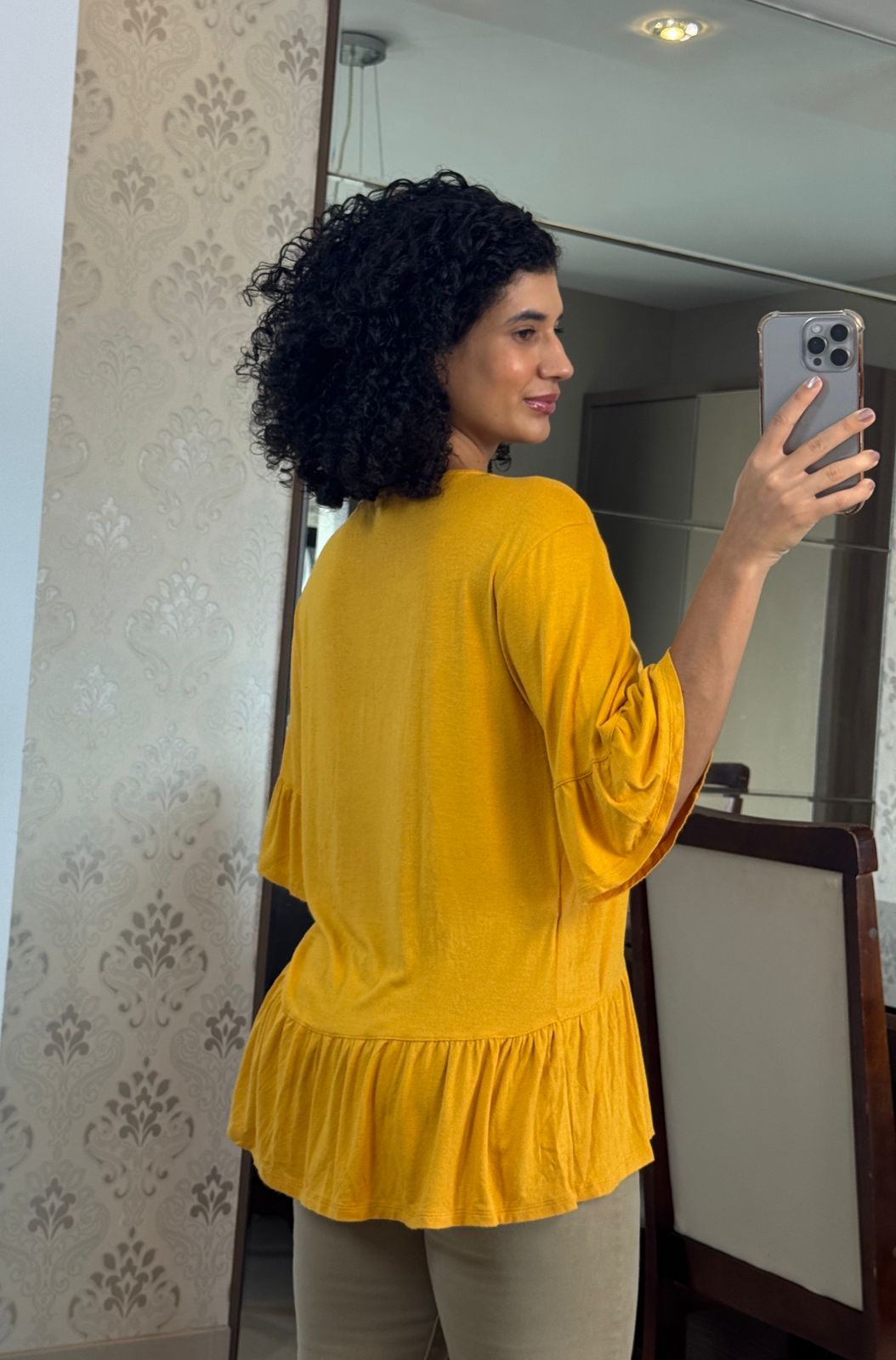Blusa malha Açafrão - Mini Moni