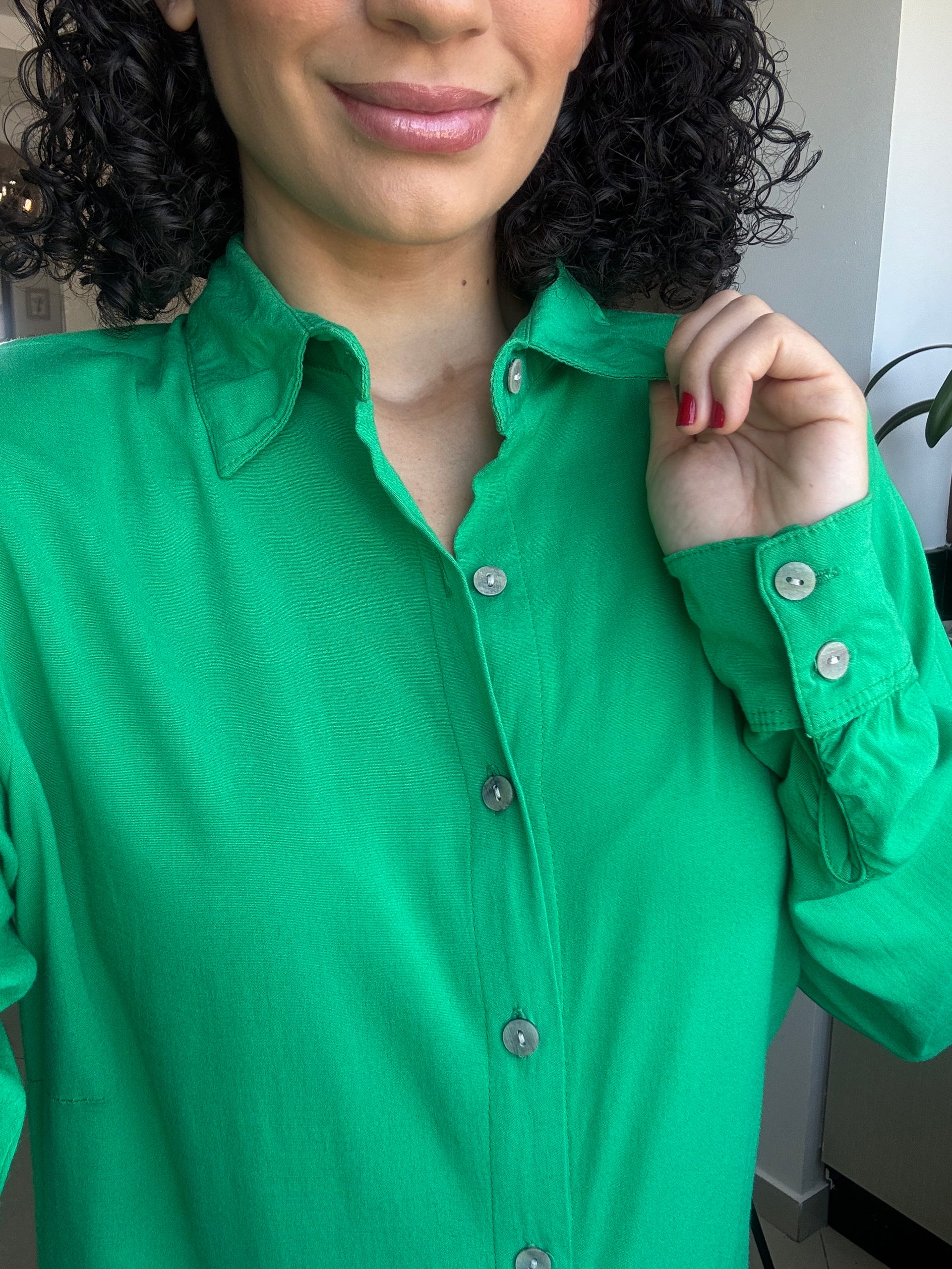 Vestido Chemise Verde Viscose - Excelência