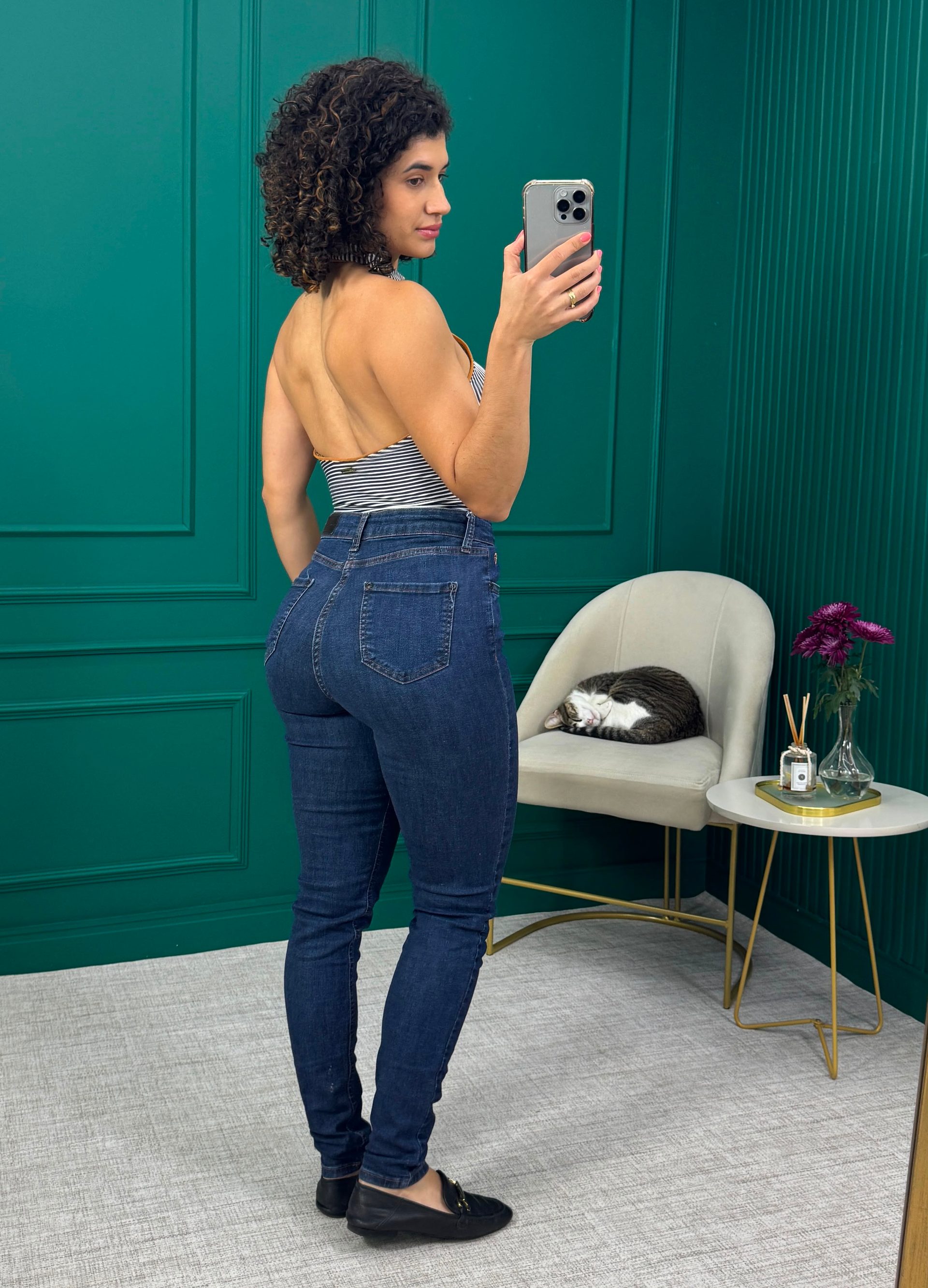 Calça Skinny Jeans com Elastano e Cós Alto - Rocksham