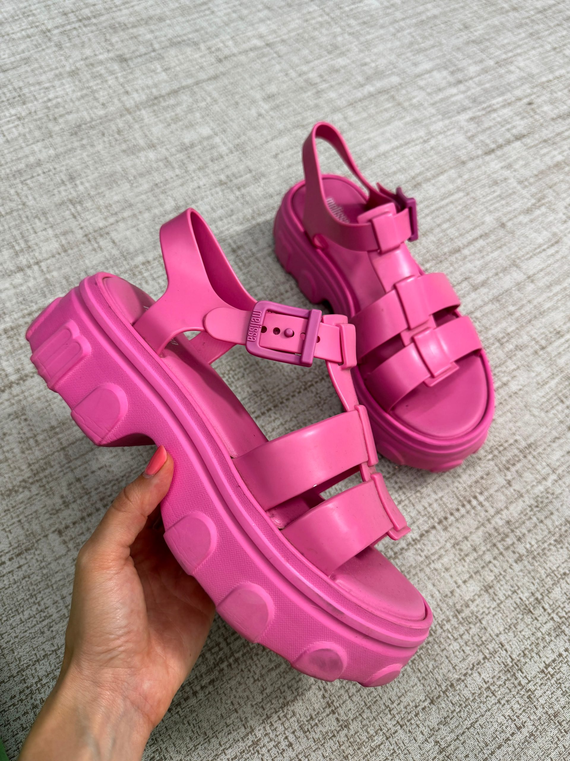 Sandália Plataforma Tratorada Rosa em Plástico Melflex - Melissa