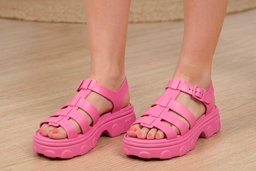 Sandália Plataforma Tratorada Rosa em Plástico Melflex - Melissa