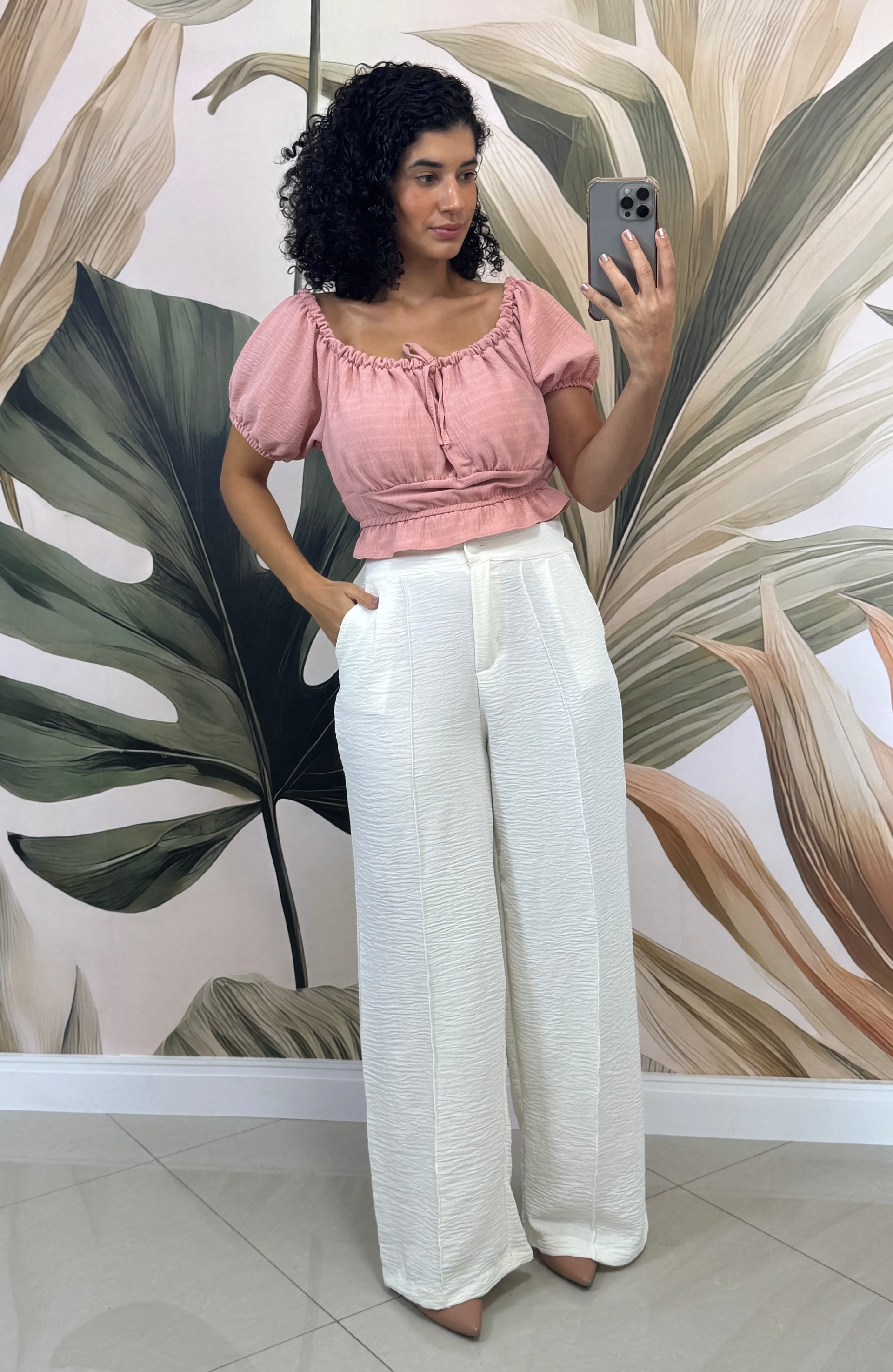 Calça Branca Crepe Duna