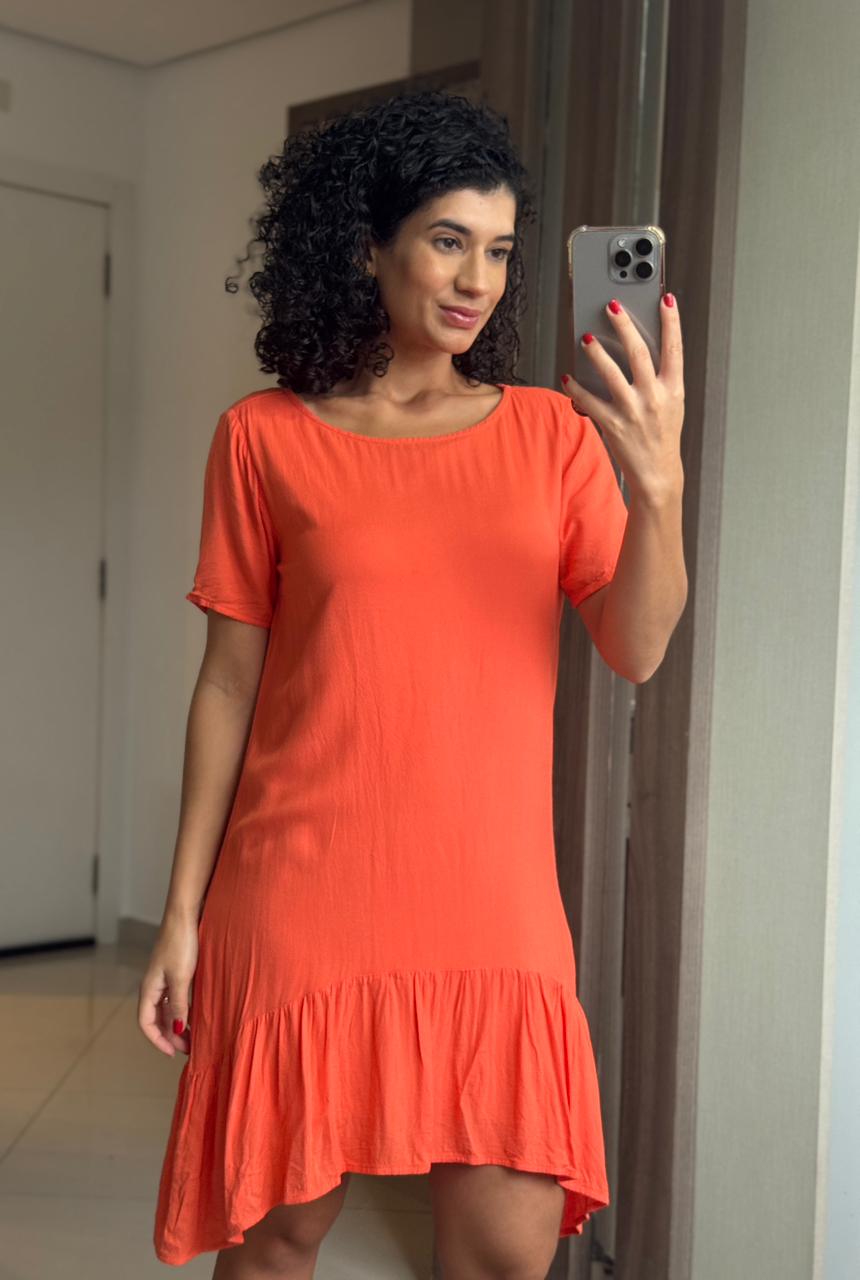 Vestido Viscose Laranja com Forro - Sly
