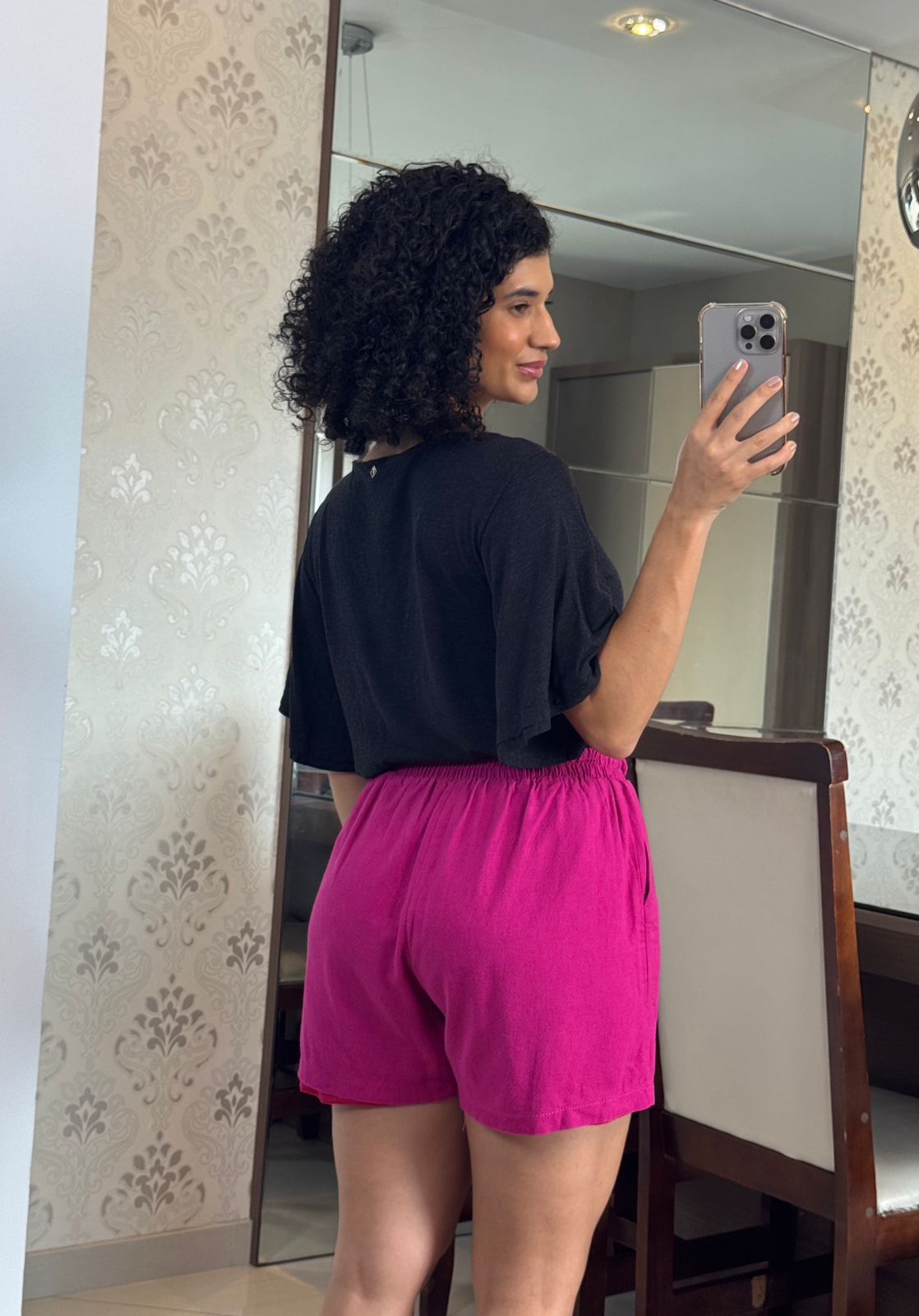 Shorts viscolinho fúcsia - Amiska