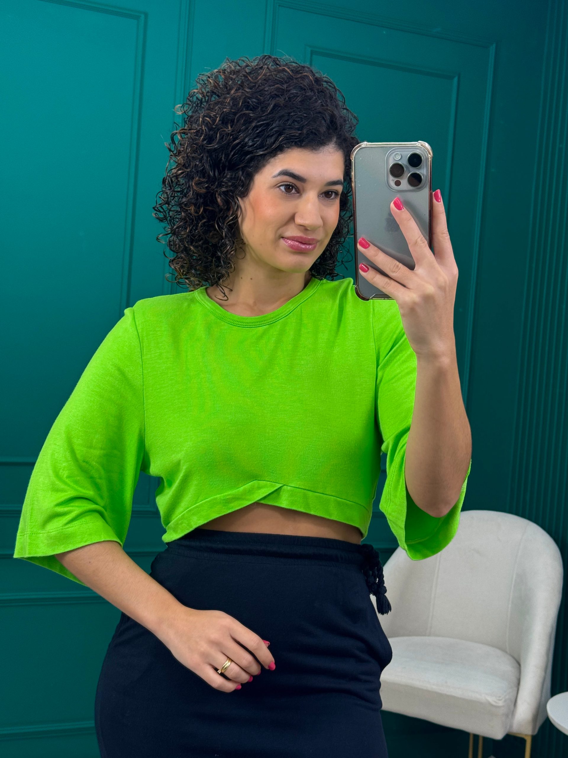 Cropped em Malha Verde Lima - Dimy