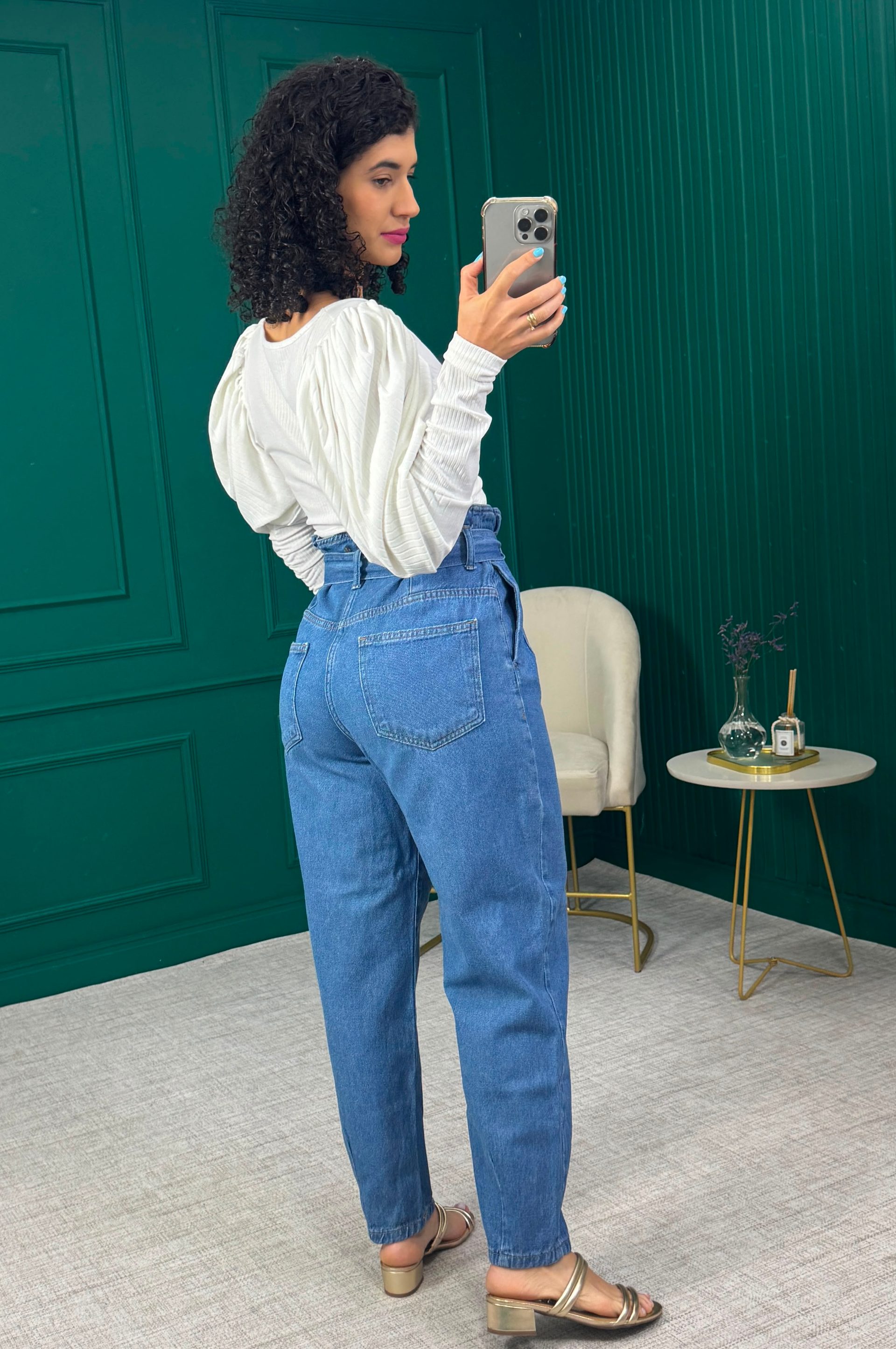 Calça jeans clochard Marfino com cinto